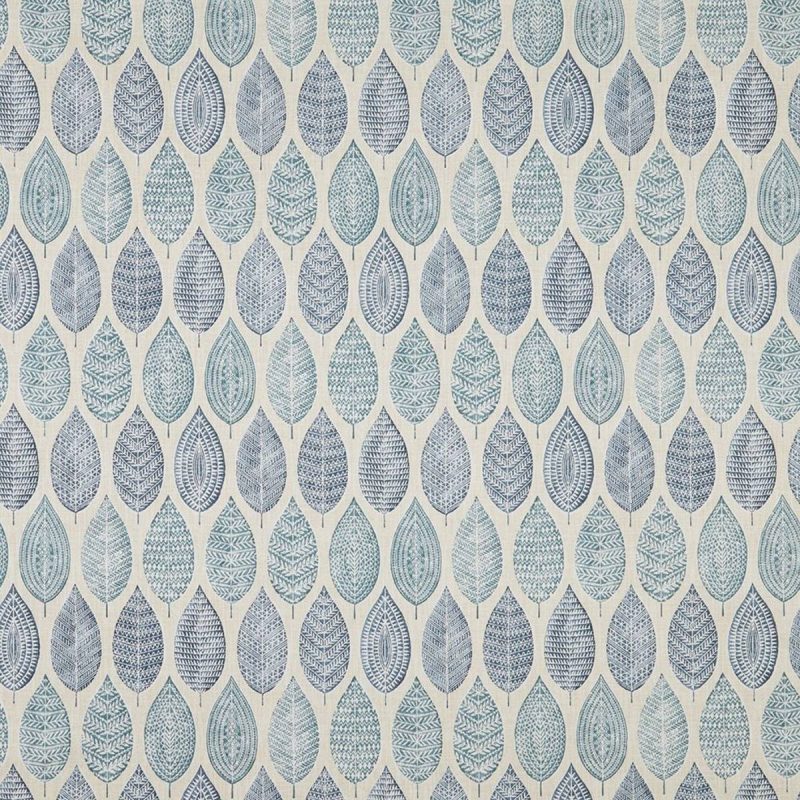 Malabar Fabric - Petrol by blue botanical cotton fabric from iLiv