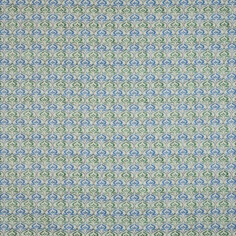 Pushkar Fabric - Topaz by blue botanical cotton fabric from iLiv
