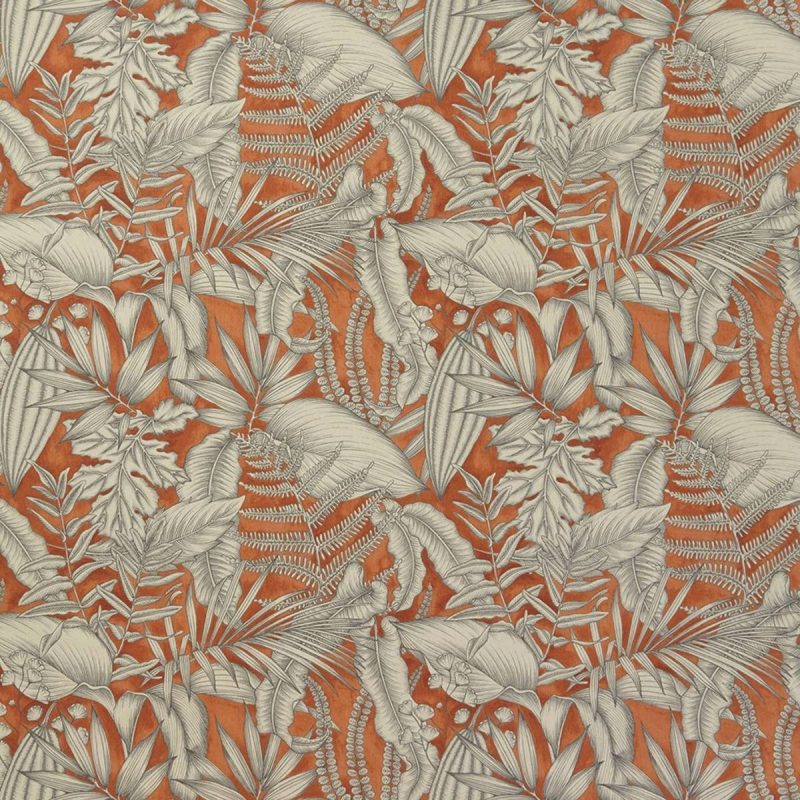 Caicos Fabric - Mandarin by orange botanical cotton fabric from iLiv