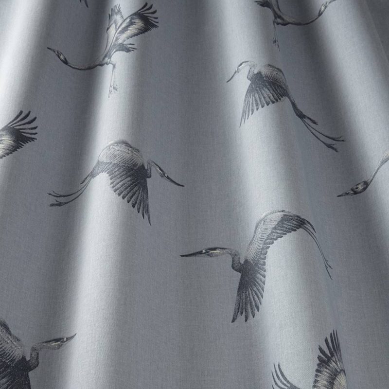 Cranes Fabric - Delft by blue animal cotton fabric from iLiv