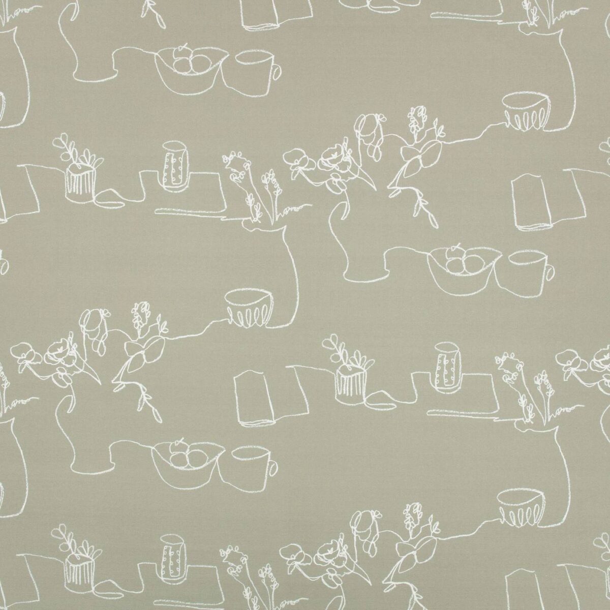 Tabletop Fabric - Linchen by white contemporary cotton fabric from Villa Nova