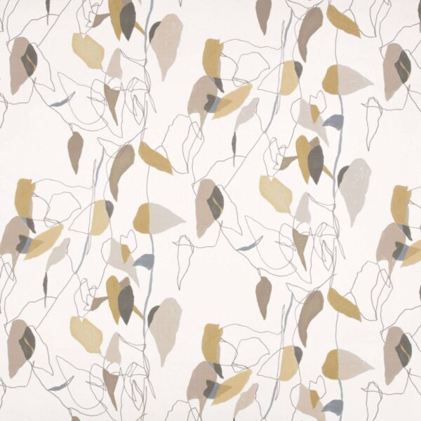 Liana Fabric - Sunshine by white botanical cotton fabric from Villa Nova