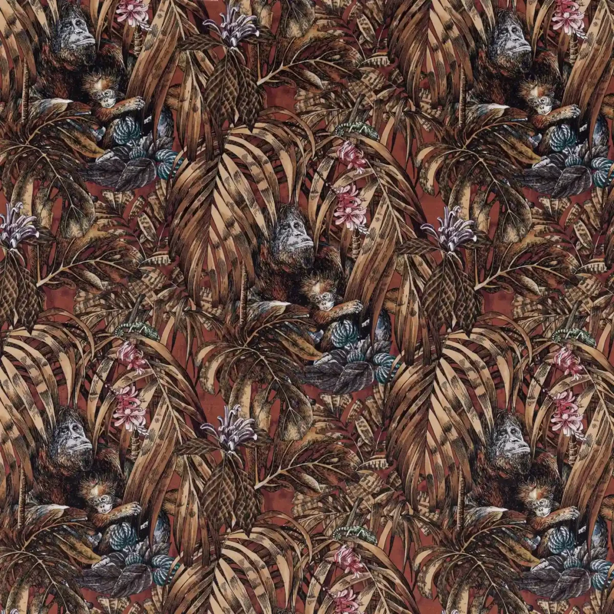 Sumatra Fabric - Copper by brown animal printed fabric from Beaumont Textiles