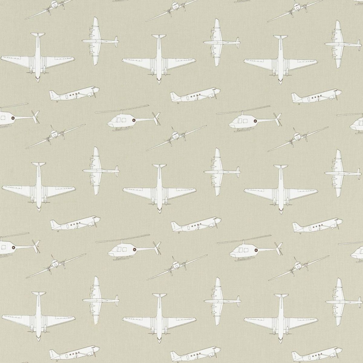 Chocks Away Fabric - Stone by neutral children's cotton fabric from Harlequin