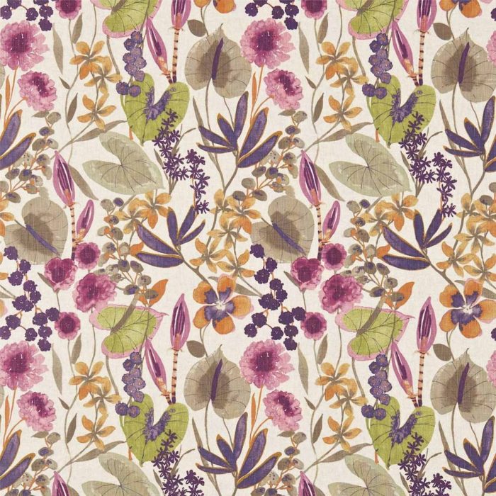 Nalina Fabric - Apricot / Loganberry / Raspberry swatch