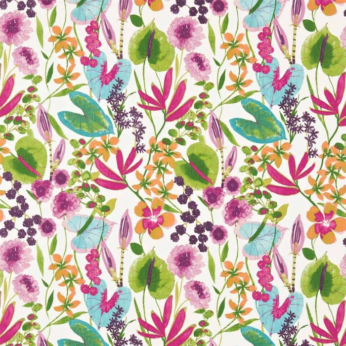 Nalina Fabric - Flamingo / Papaya / Loganberry swatch