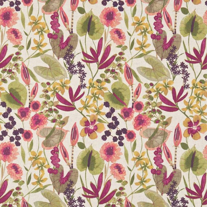 Nalina Fabric - Peach / Mango / Olive swatch