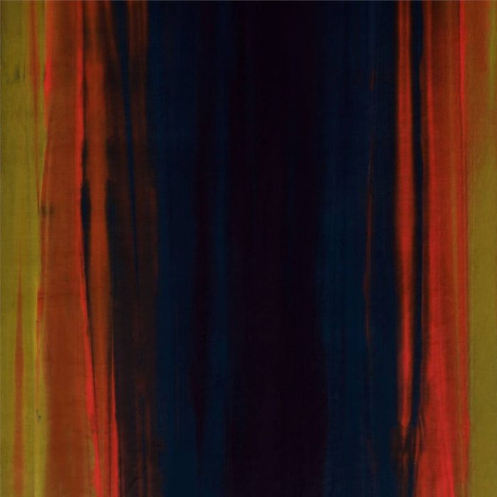 Amazilia Velvet Fabric - Mustard / Papaya / Indigo swatch
