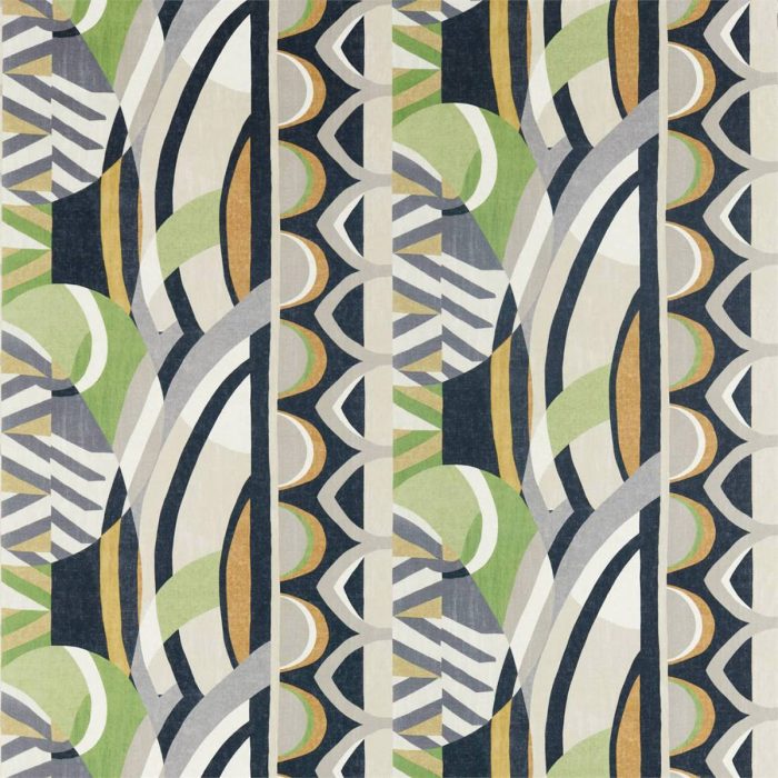 Atelier Fabric - Saffron / Charcoal / Wasabi swatch