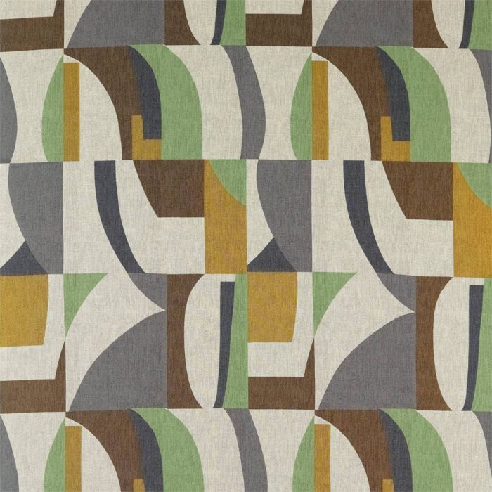 Bodega Fabric - Saffron / Charcoal / Wasabi swatch
