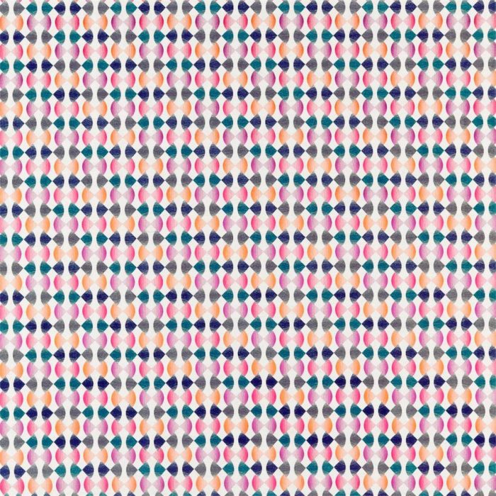 Maiolica Fabric - Fuchsia / Mandarin / Indigo swatch