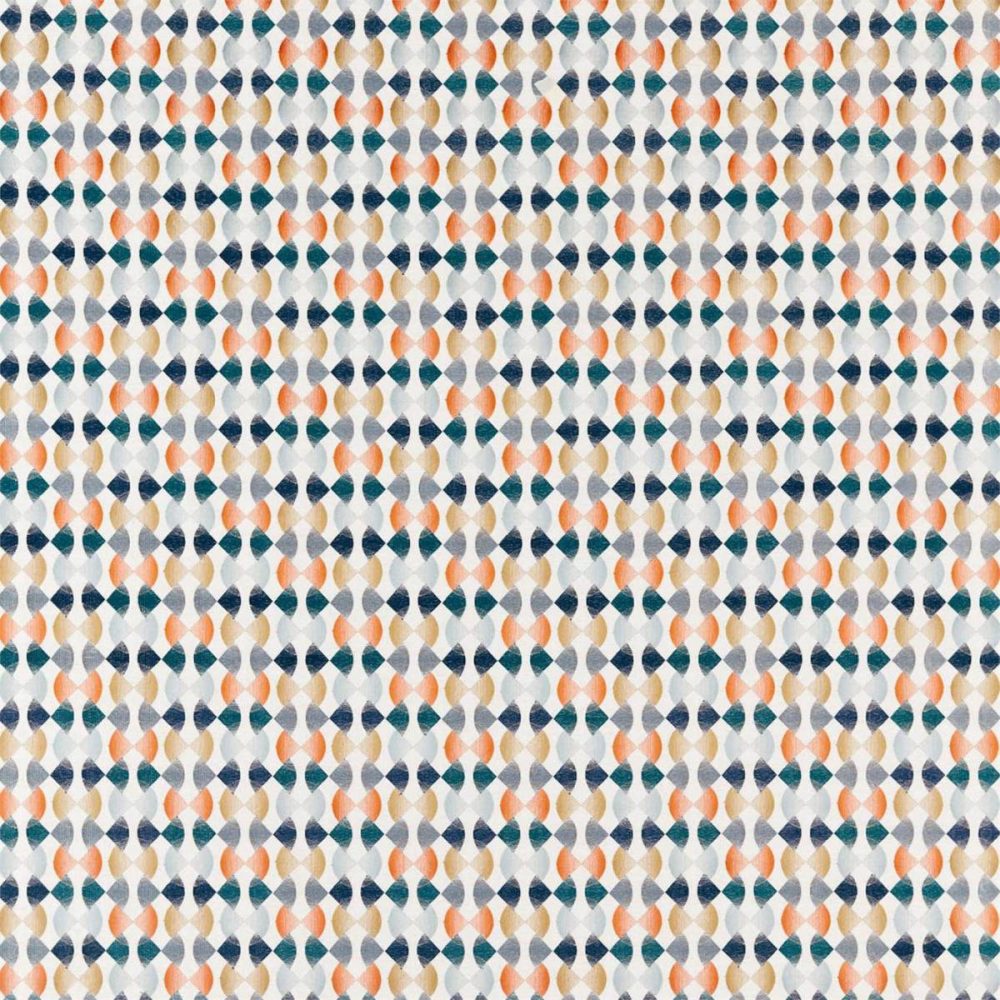 Maiolica Fabric - Paprika / Teal / Ochre by multicolour geometric woven fabric from Harlequin