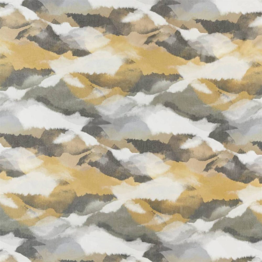 Minako Voile Fabric - Gold / Charcoal by black-grey misc voile-sheer fabric from Harlequin