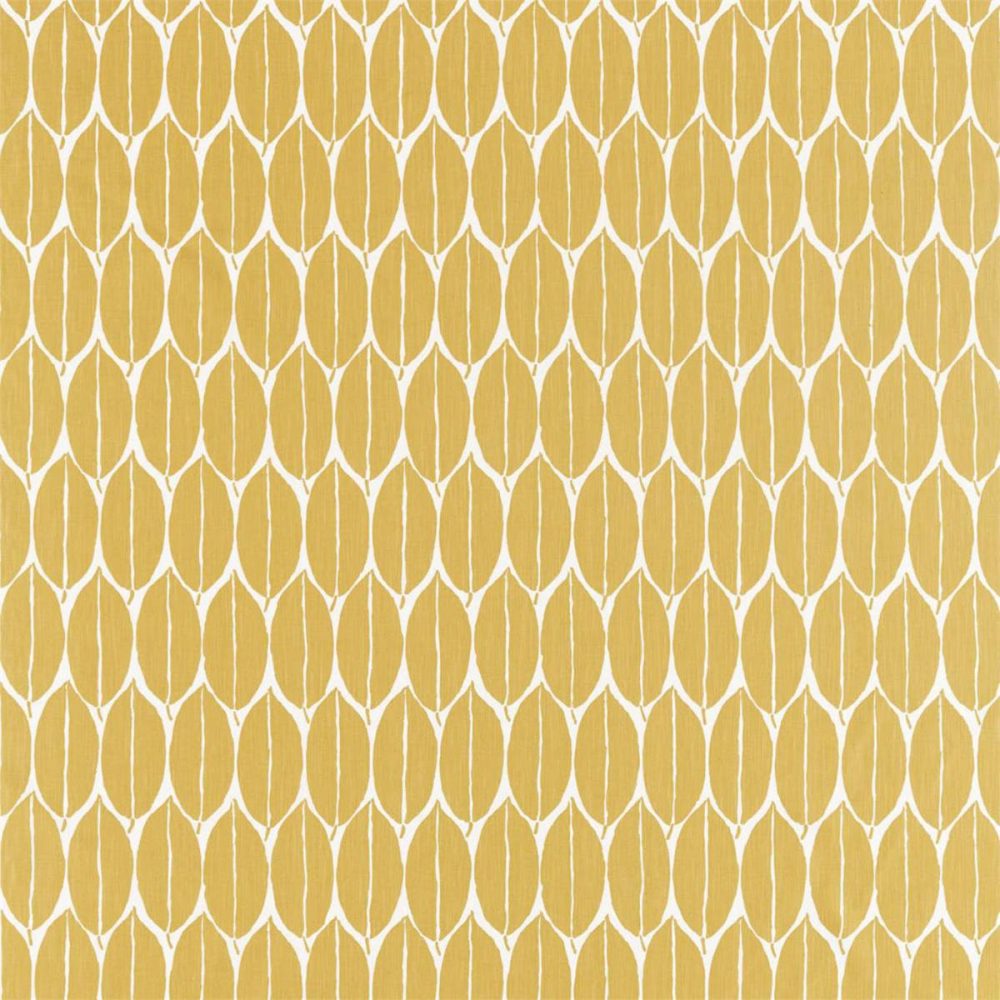 Rie Fabric - Ochre by yellow botanical printed fabric from Harlequin