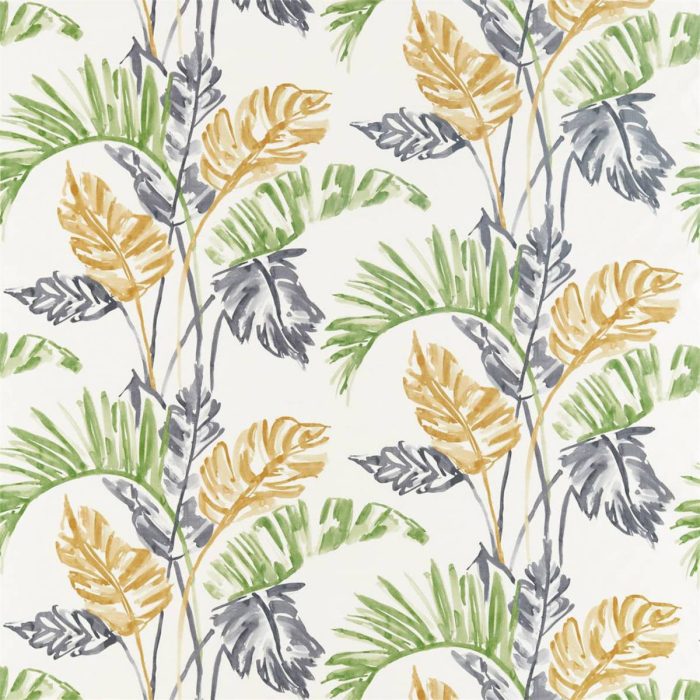 Toshiko Fabric - Saffron / Charcoal / Wasabi swatch