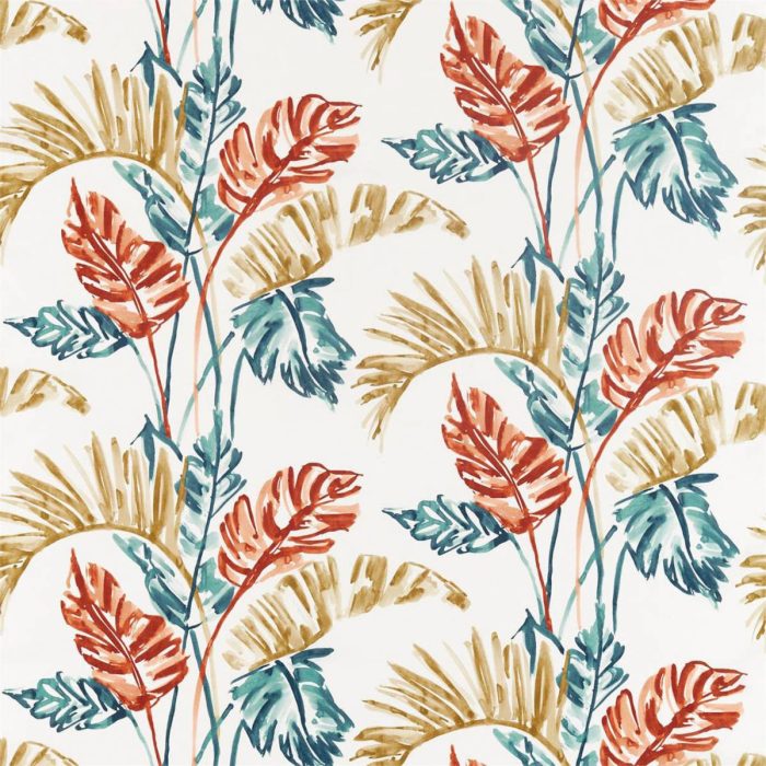 Toshiko Fabric - Paprika / Teal / Olive swatch