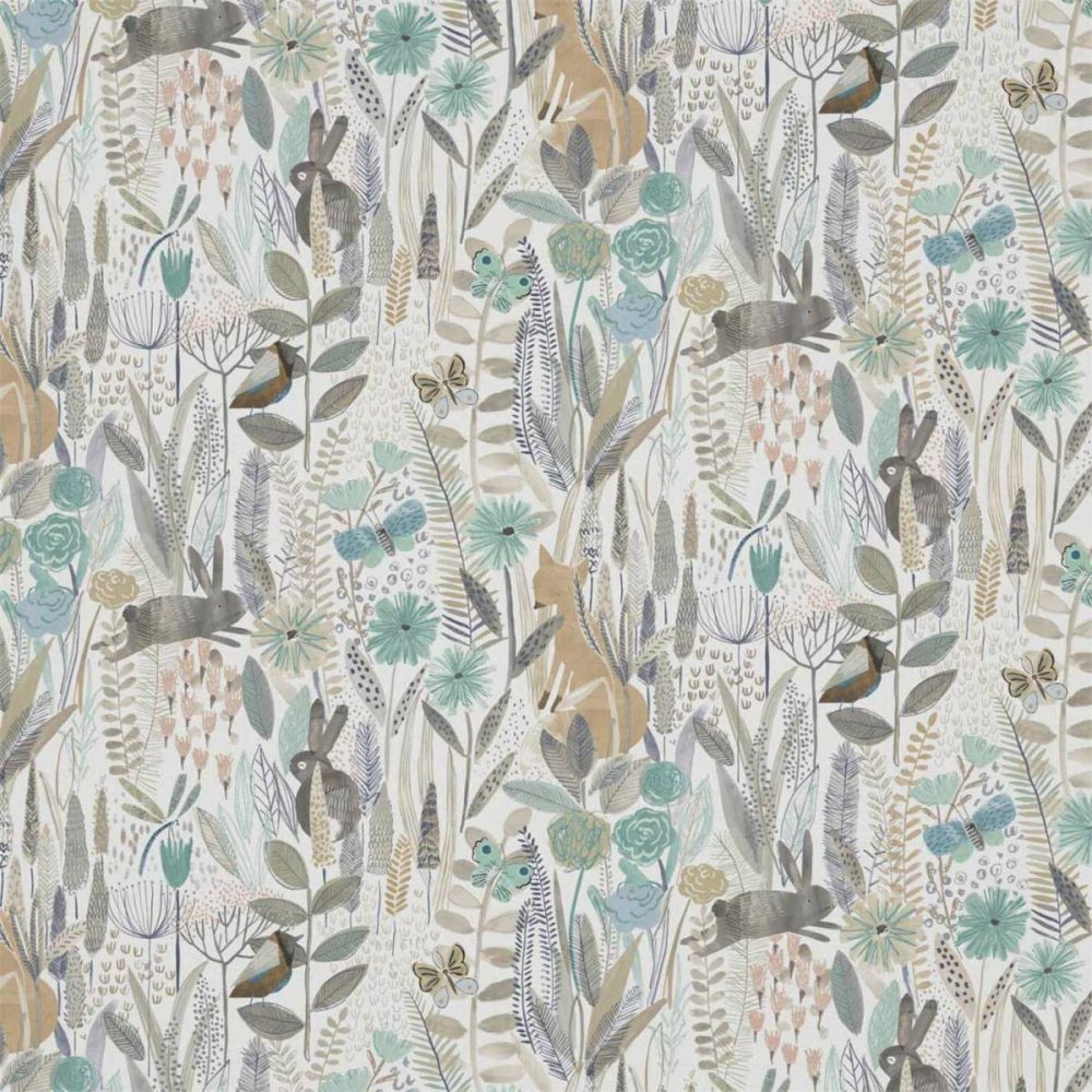 Hide and Seek Fabric - Linen / Duck Egg / Stone by Hide and Seek Fabric - Linen / Duck Egg / Stone from