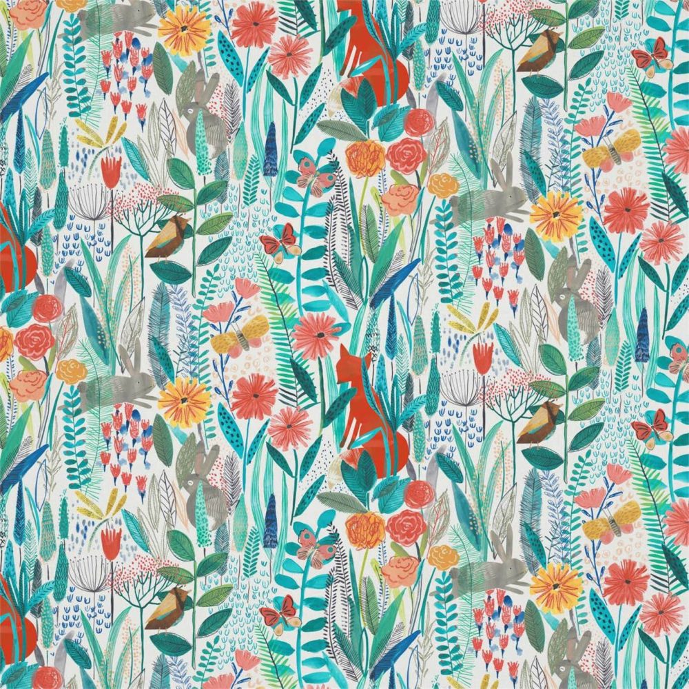 Hide And Seek Fabric - Poppy / Marine / Ochre from