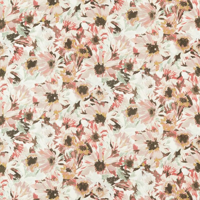 Helianthus Fabric - Moonstone / Succulent / Bleached Coral swatch