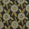 black-grey botanical jacquard fabric from Fryetts
