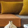 plain woven cushion from Chess and pouf