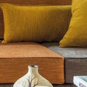 plain woven cushion from Chess and pouf