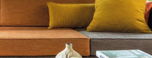 plain woven cushion from Chess and pouf
