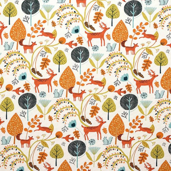 Scandi Woodland Fabric - Burnt Orange swatch