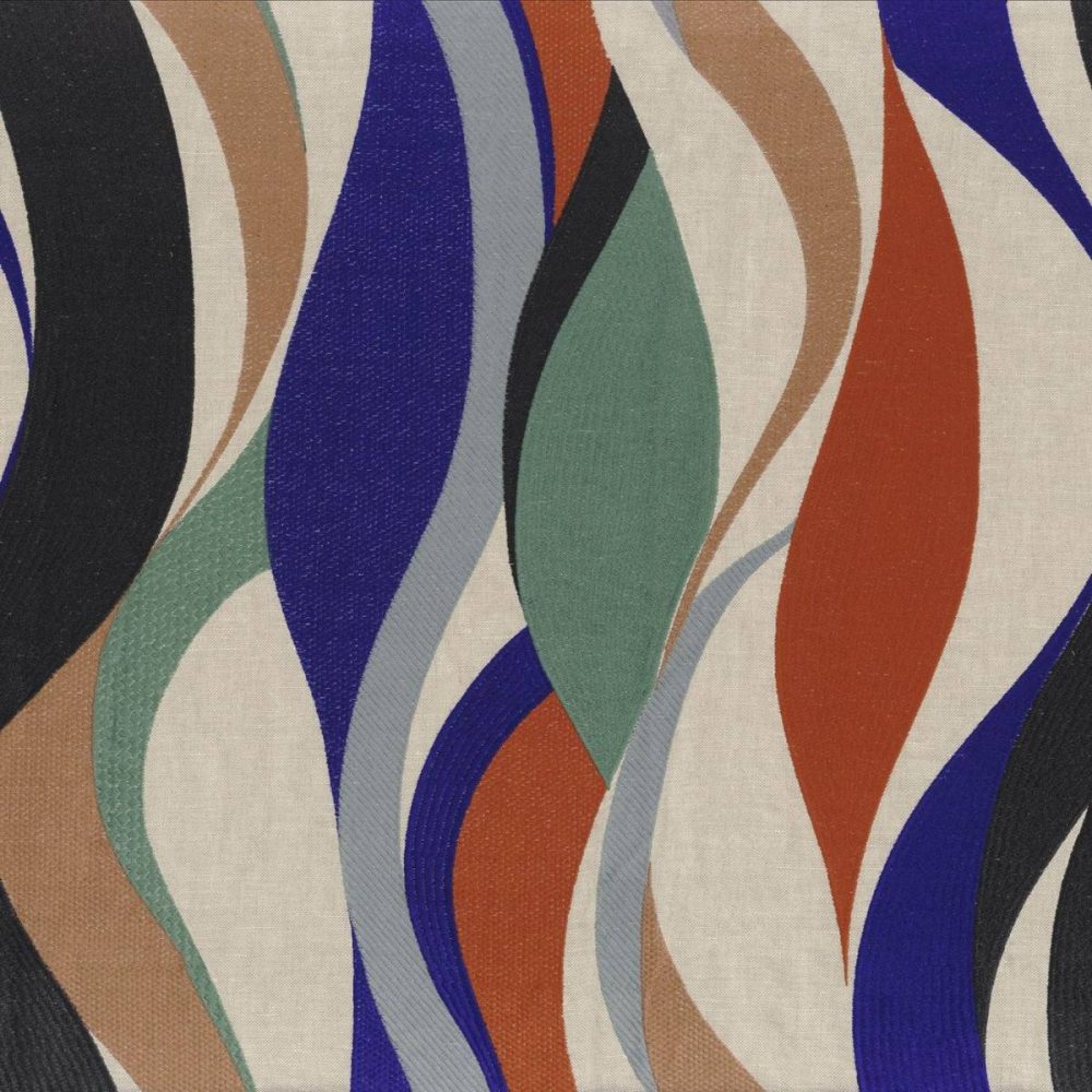 blue contemporary embroideried fabric from Casamance