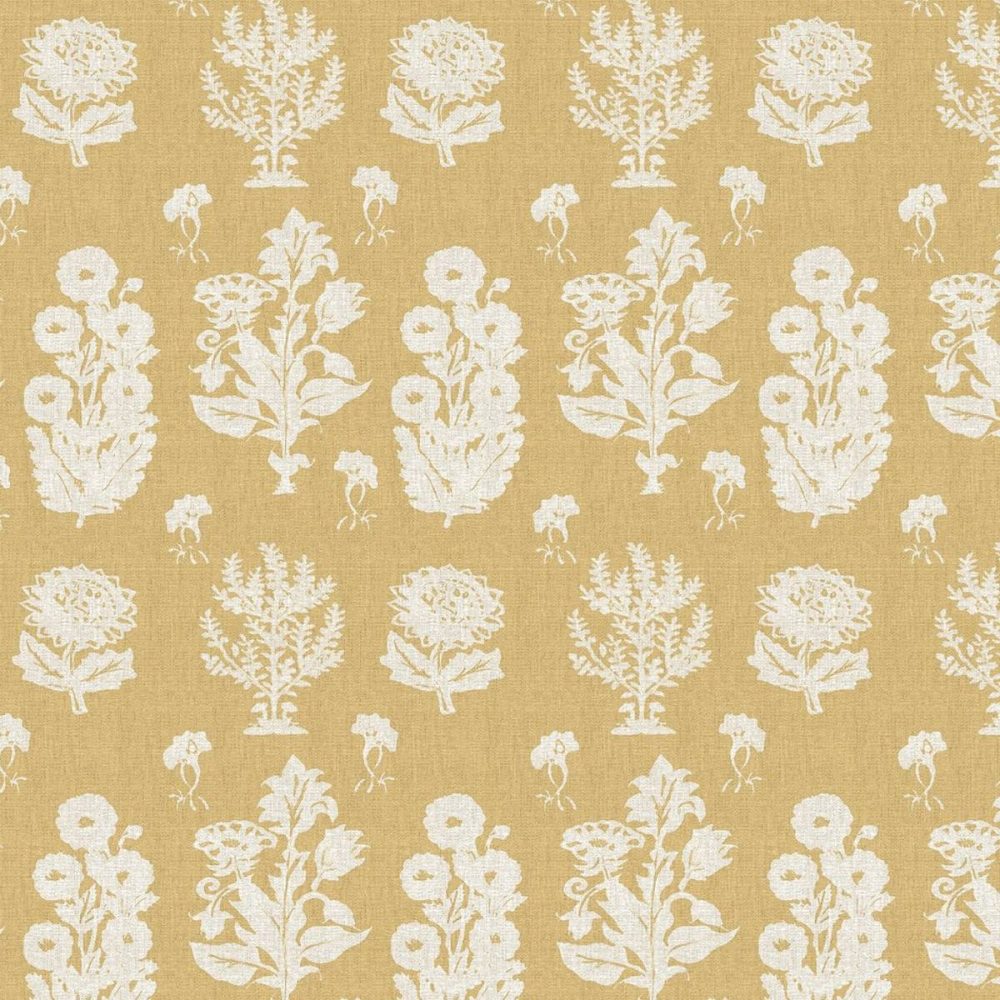 Norton Fabric - Straw by yellow botanical woven fabric from Chess
