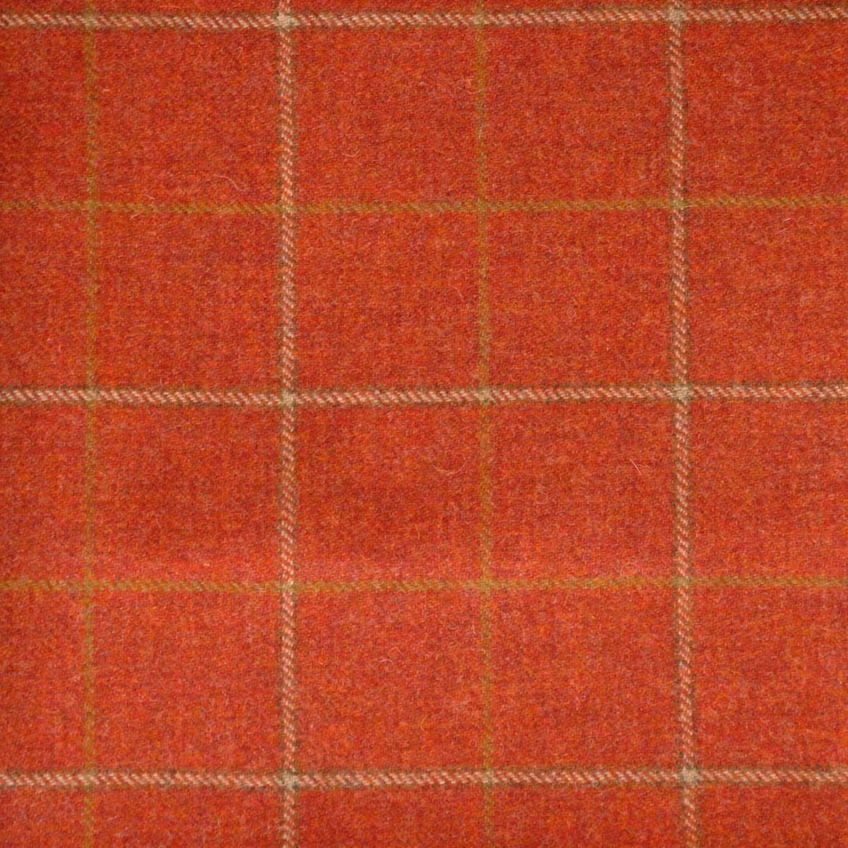 Kintyre Fabric - Clementine by red checked woolen fabric from Chess