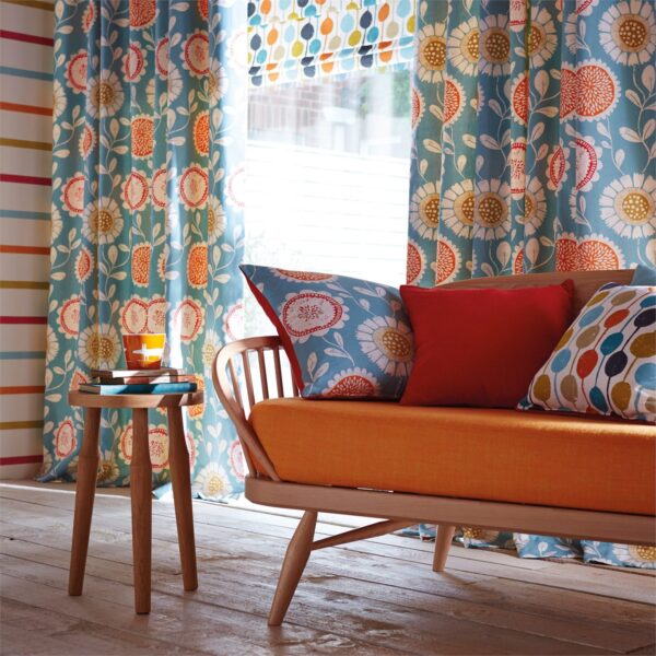 Taimi Fabric - Sulphur / Tangerine / Kingfi by Taimi Fabric - Sulphur / Tangerine / Kingfi from