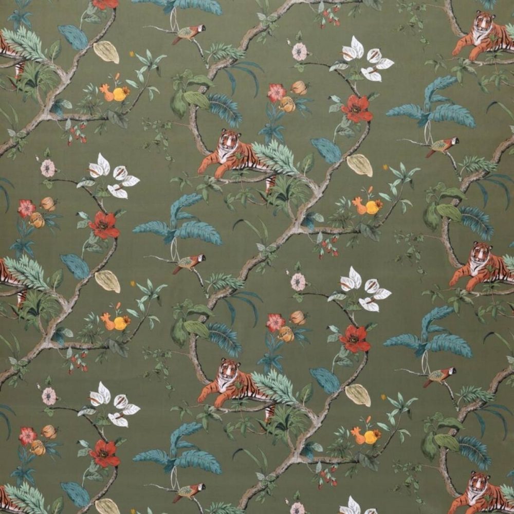 green animal velvet-chenille fabric from Ashley Wilde