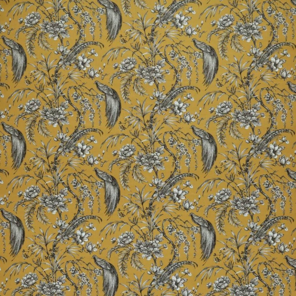 yellow botanical velvet-chenille fabric from Ashley Wilde