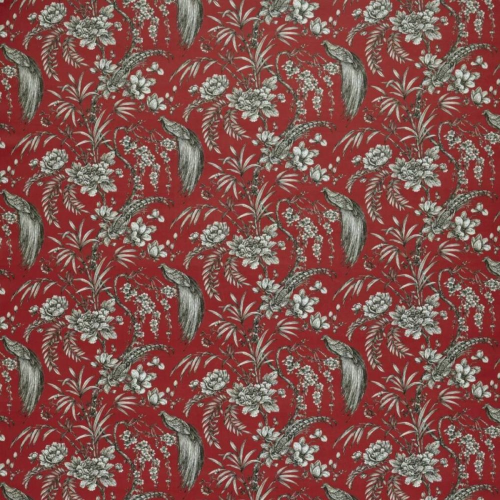 Botanist Fabric - Crimson by red botanical velvet-chenille fabric from Ashley Wilde