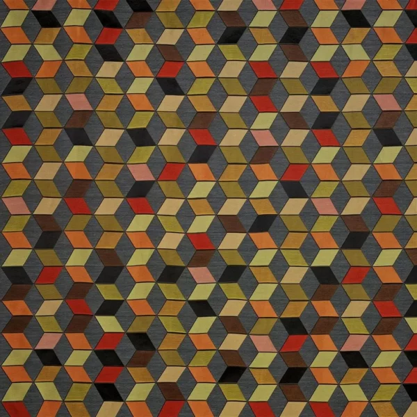 Baluchar Fabric - Saffron by multicolour geometric jacquard fabric from Designers Guild