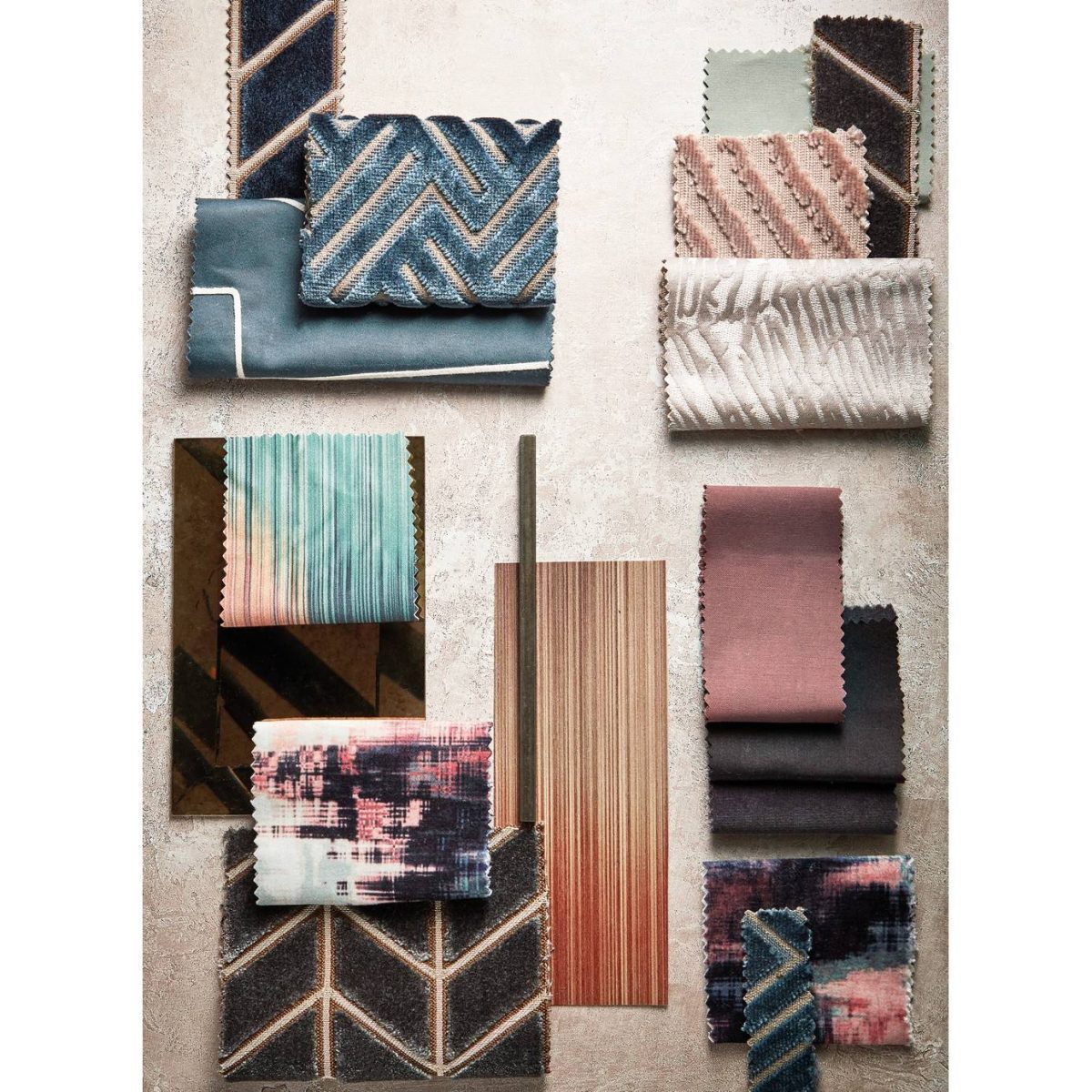 Distortion Fabric - Tobacco / Slate / Clay by Distortion Fabric - Tobacco / Slate / Clay from