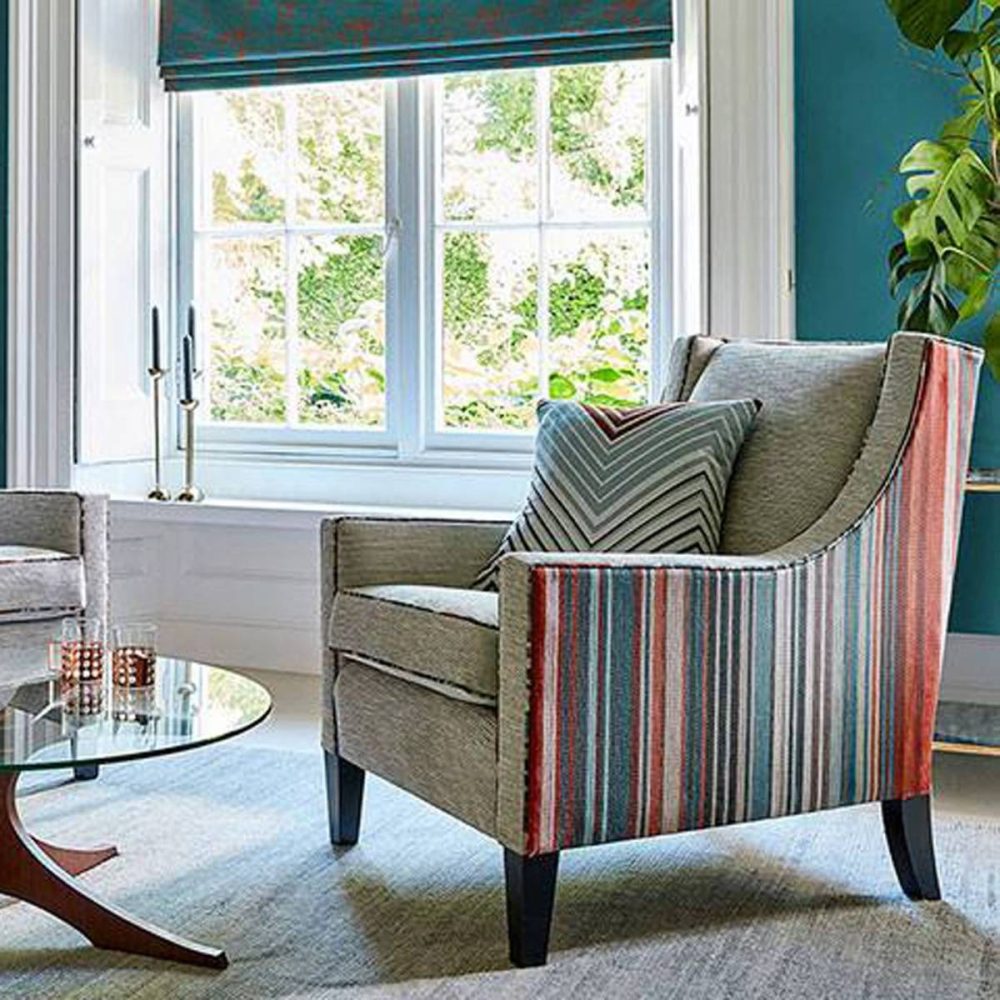 Spectro Stripe Fabric - Emerald / Marine / Lichen from