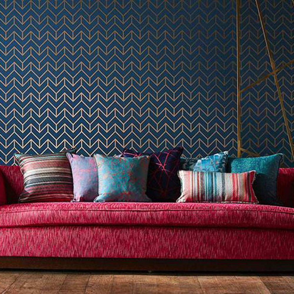 Spectro Stripe Fabric - Emerald / Marine / Lichen from