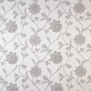 white botanical embroideried fabric from Fibre Naturelle