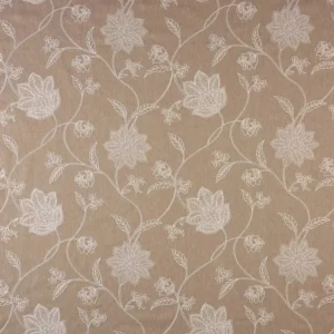 brown botanical embroideried fabric from Fibre Naturelle