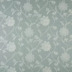 blue botanical embroideried fabric from Fibre Naturelle