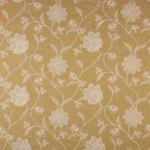 green botanical embroideried fabric from Fibre Naturelle