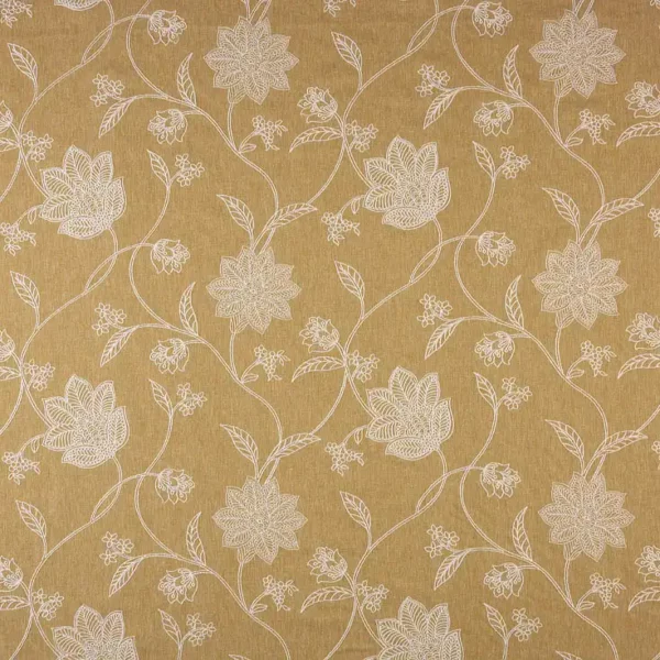 green botanical embroideried fabric from Fibre Naturelle