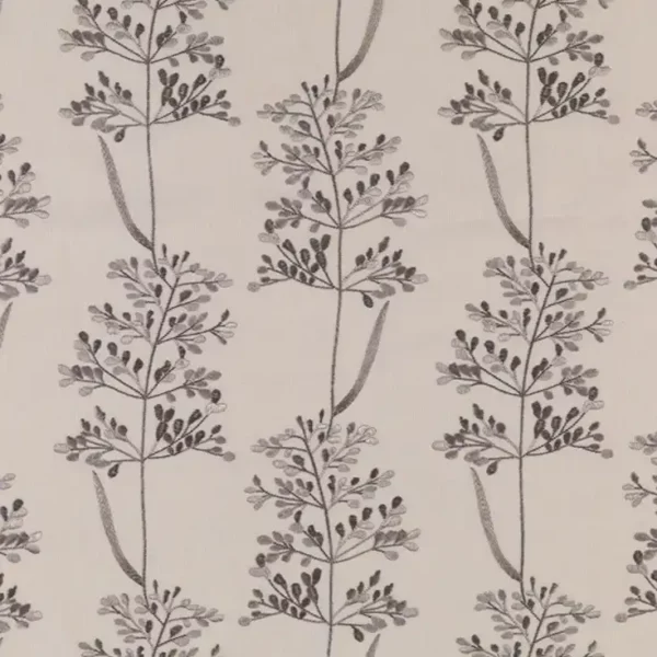 Beaulieu Fabric - Pebble by brown botanical embroideried fabric from Fibre Naturelle