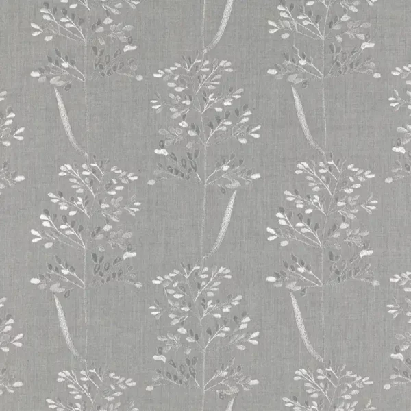 black-grey botanical embroideried fabric from Fibre Naturelle