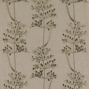 green botanical embroideried fabric from Fibre Naturelle