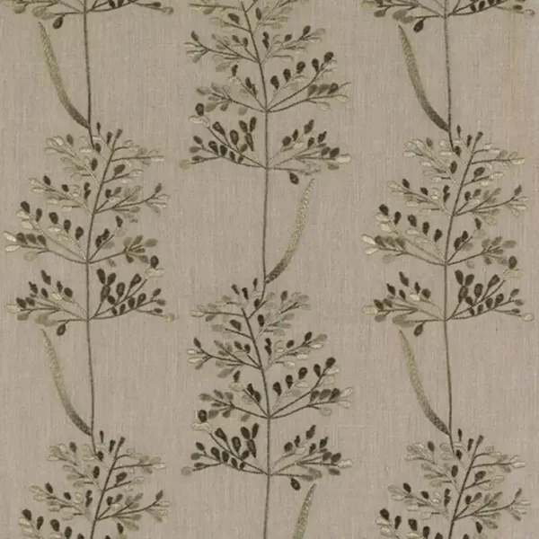 green botanical embroideried fabric from Fibre Naturelle