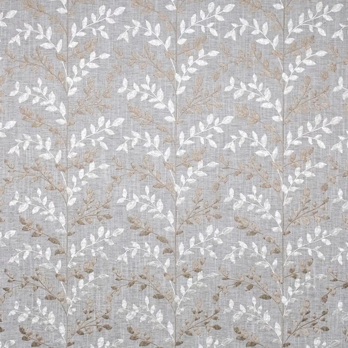 black-grey botanical embroideried fabric from Fibre Naturelle