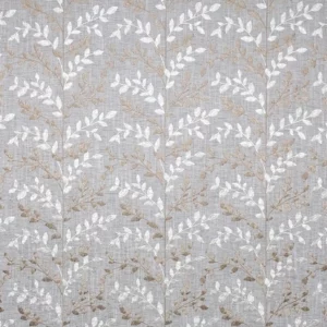 black-grey botanical embroideried fabric from Fibre Naturelle
